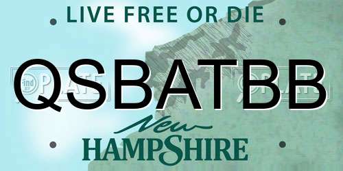 QSBATBB New Hampshire License Plate