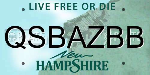 QSBAZBB New Hampshire License Plate