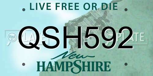 QSH592 New Hampshire License Plate