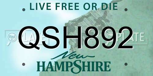 QSH892 New Hampshire License Plate