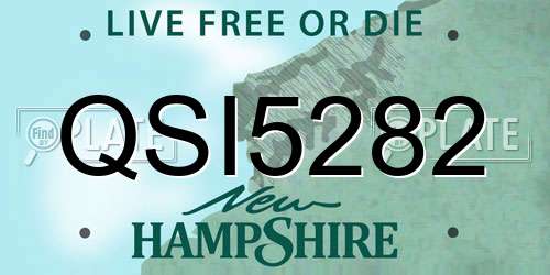 QSI5282 New Hampshire License Plate