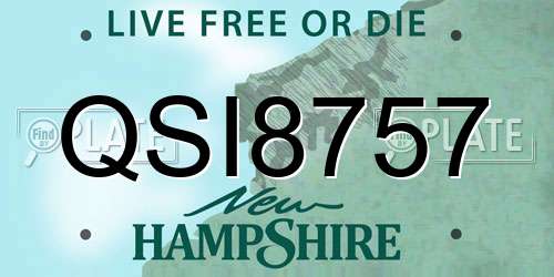 QSI8757 New Hampshire License Plate