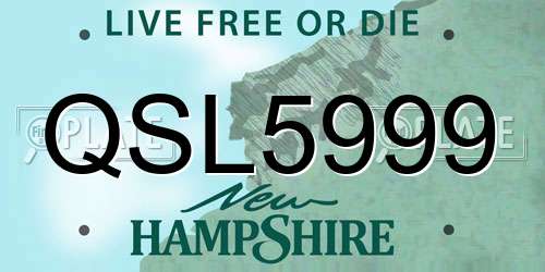 QSL5999 New Hampshire License Plate