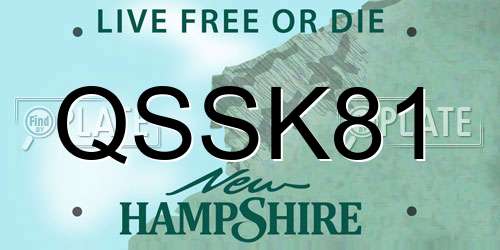 QSSK81 New Hampshire License Plate