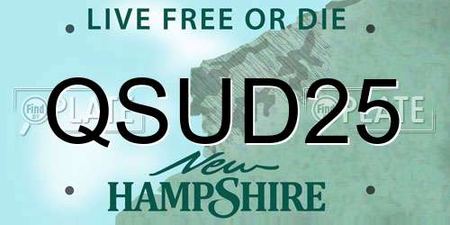 QSUD25 New Hampshire License Plate