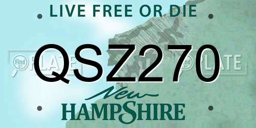QSZ270 New Hampshire License Plate