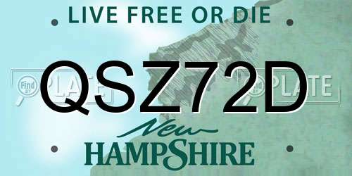 QSZ72D New Hampshire License Plate