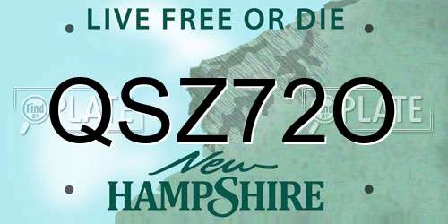 QSZ72O New Hampshire License Plate