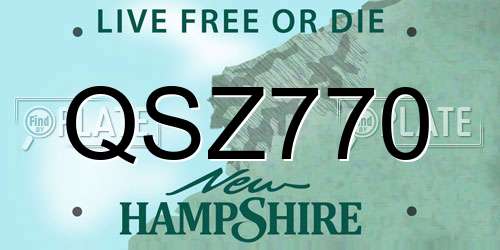 QSZ770 New Hampshire License Plate