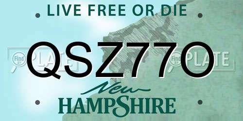 QSZ77O New Hampshire License Plate