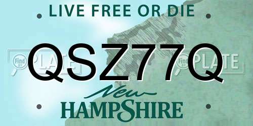 QSZ77Q New Hampshire License Plate