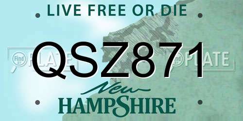 QSZ871 New Hampshire License Plate