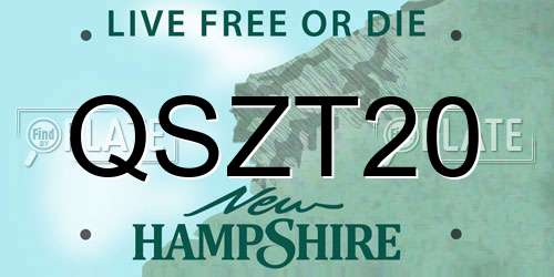 QSZT20 New Hampshire License Plate