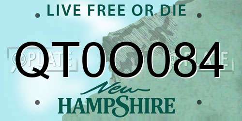 QT0O084 New Hampshire License Plate