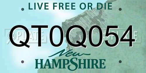 QT0Q054 New Hampshire License Plate