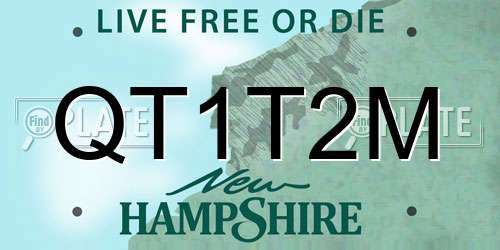 QT1T2M New Hampshire License Plate