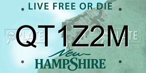 QT1Z2M New Hampshire License Plate