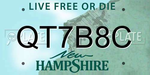 QT7B8C New Hampshire License Plate