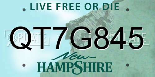 QT7G845 New Hampshire License Plate