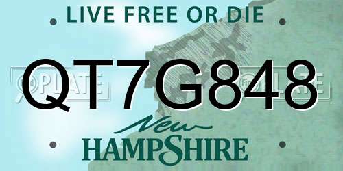 QT7G848 New Hampshire License Plate