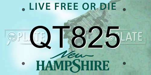 QT825 New Hampshire License Plate