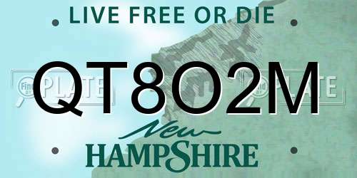 QT8O2M New Hampshire License Plate