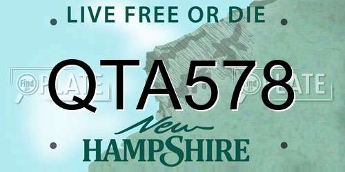 QTA578 New Hampshire License Plate