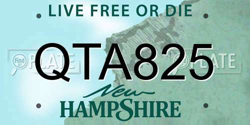 QTA825 New Hampshire License Plate