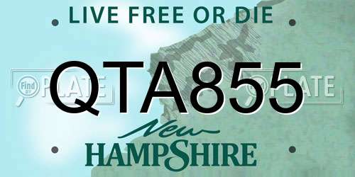 QTA855 New Hampshire License Plate