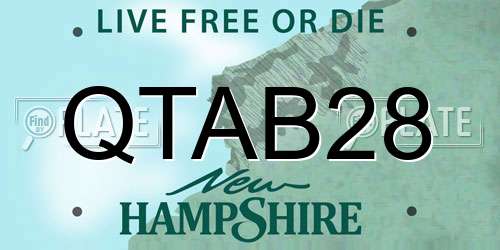 QTAB28 New Hampshire License Plate
