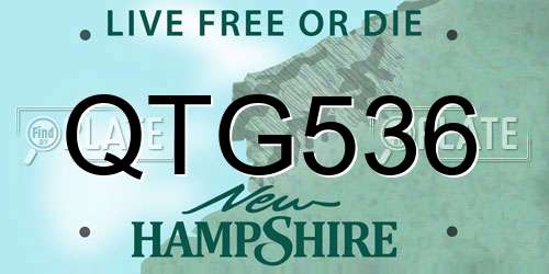QTG536 New Hampshire License Plate