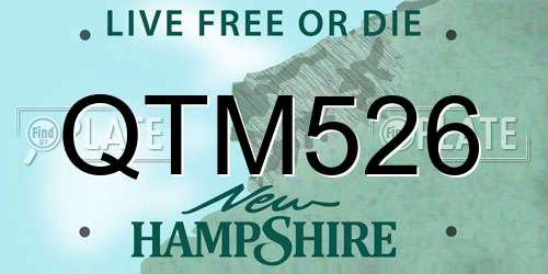 QTM526 New Hampshire License Plate