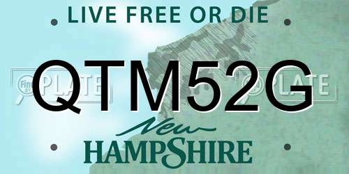 QTM52G New Hampshire License Plate