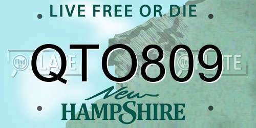 QTO809 New Hampshire License Plate
