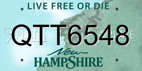QTT6548 New Hampshire License Plate