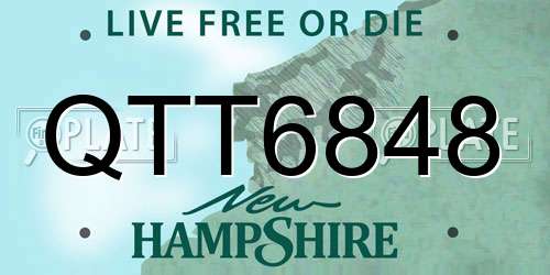 QTT6848 New Hampshire License Plate
