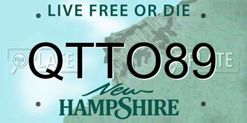 QTTO89 New Hampshire License Plate