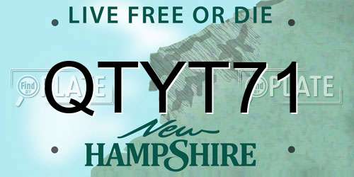 QTYT71 New Hampshire License Plate