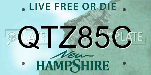 QTZ85C New Hampshire License Plate