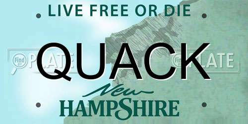 QUACK New Hampshire License Plate
