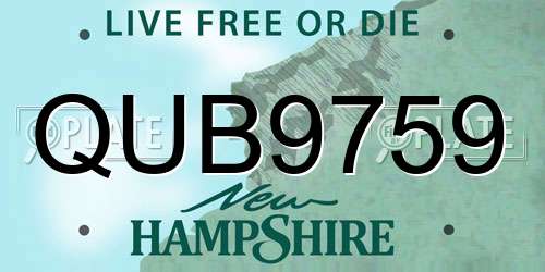 QUB9759 New Hampshire License Plate