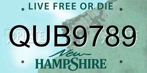 QUB9789 New Hampshire License Plate