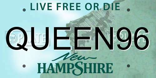 QUEEN96 New Hampshire License Plate
