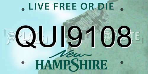 QUI9108 New Hampshire License Plate