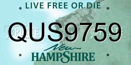 QUS9759 New Hampshire License Plate