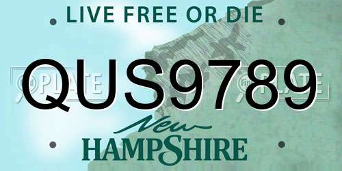 QUS9789 New Hampshire License Plate