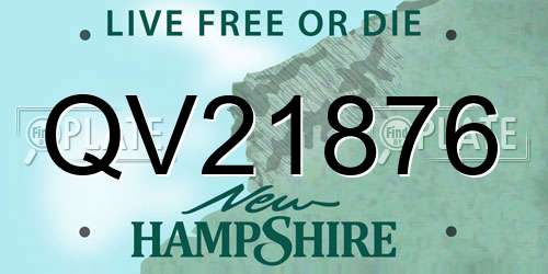 QV21876 New Hampshire License Plate