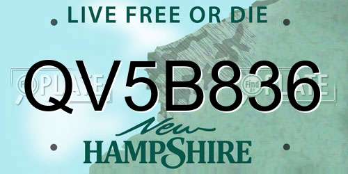 QV5B836 New Hampshire License Plate