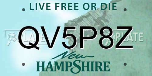 QV5P8Z New Hampshire License Plate