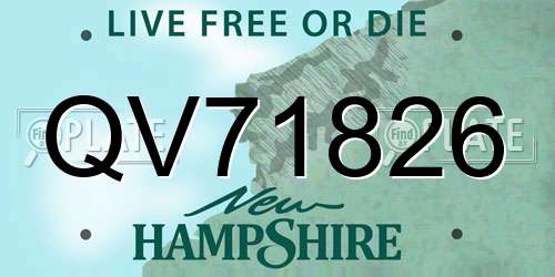 QV71826 New Hampshire License Plate